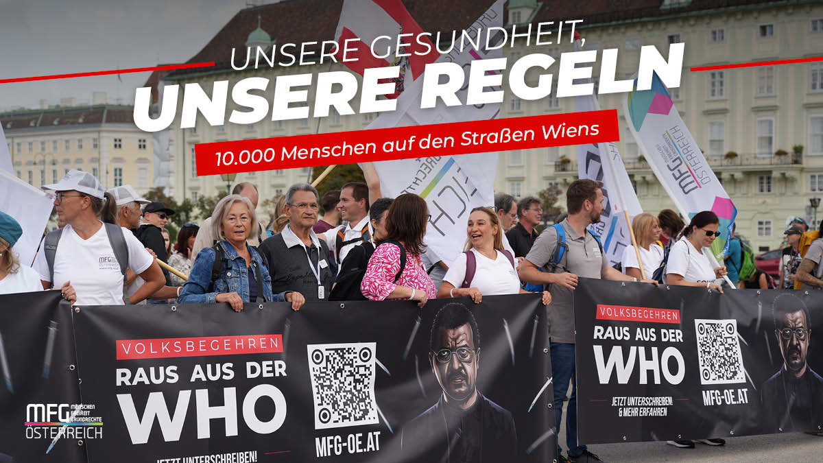 Partei MFG demonstrierte in Wien gegen WHO-Allmachtsansprüche